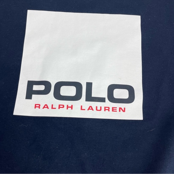 Polo By Ralph Lauren Sweatshirt Mens XL Navy Blue Box Logo Crewneck P Wing 1992 - Picture 4 of 9